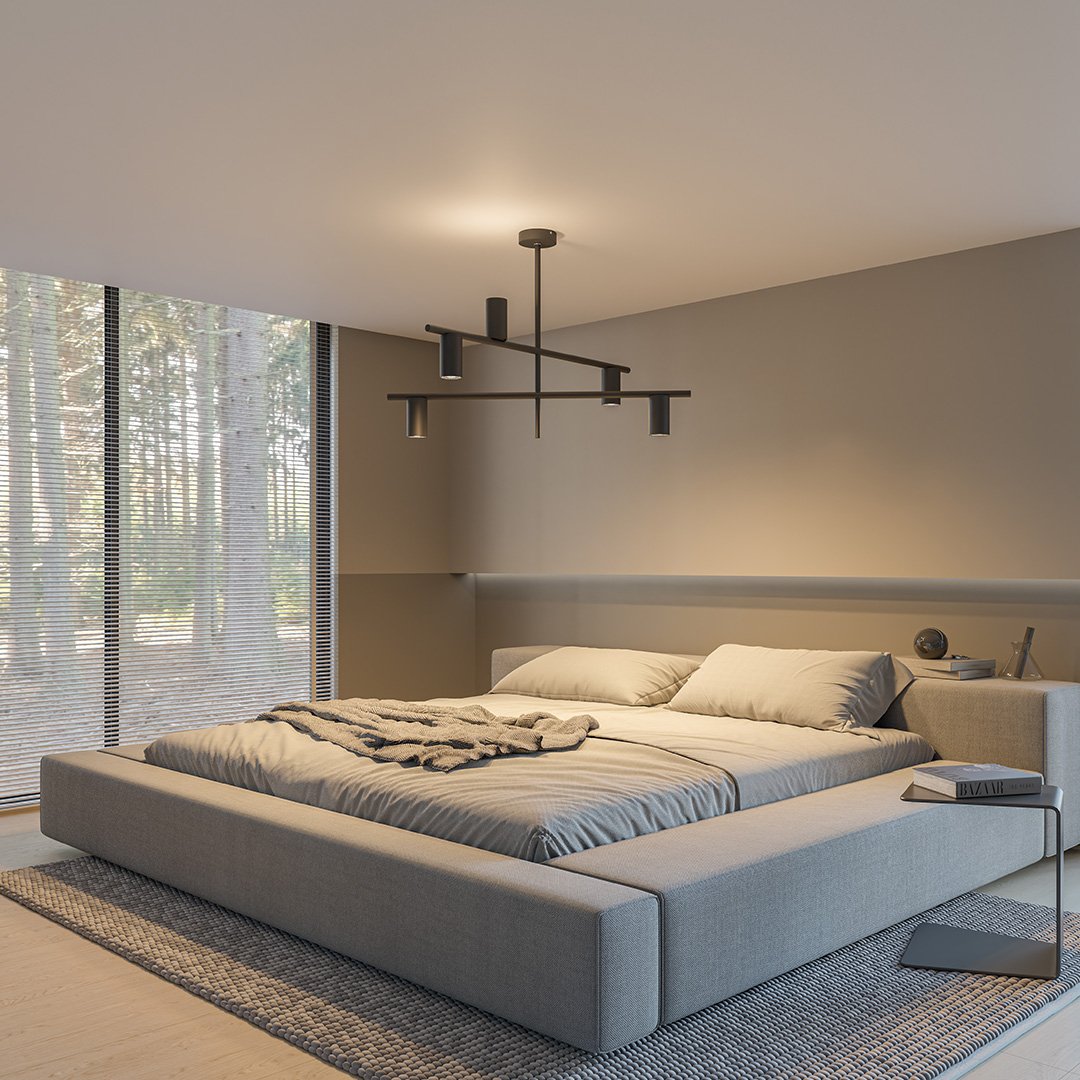 Modern Linear Chandelier – 5 Light Geometric Ceiling Fixture