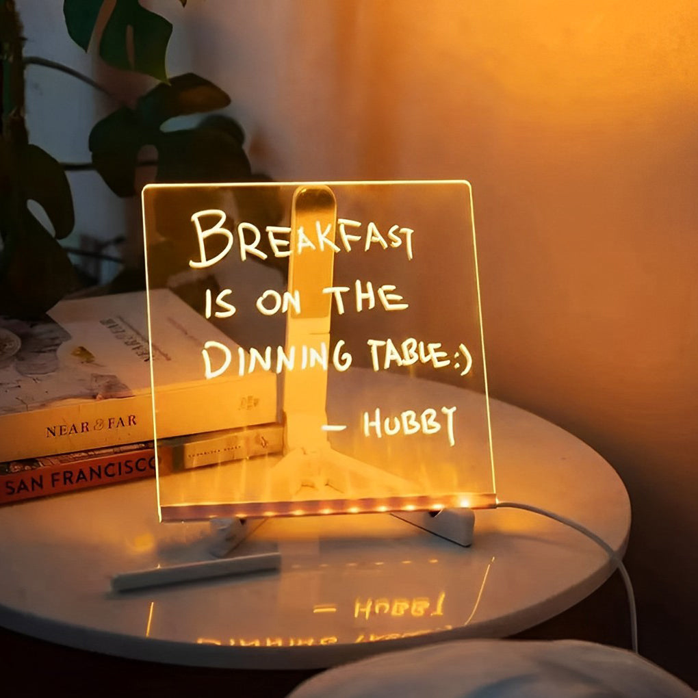 Writable Acrylic LED Table Lamp – Message Board Night Light