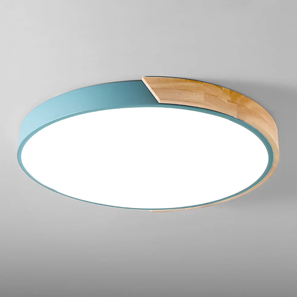 Modern Round LED Flush Ceiling Light – Color Accent Low Profile Fixture