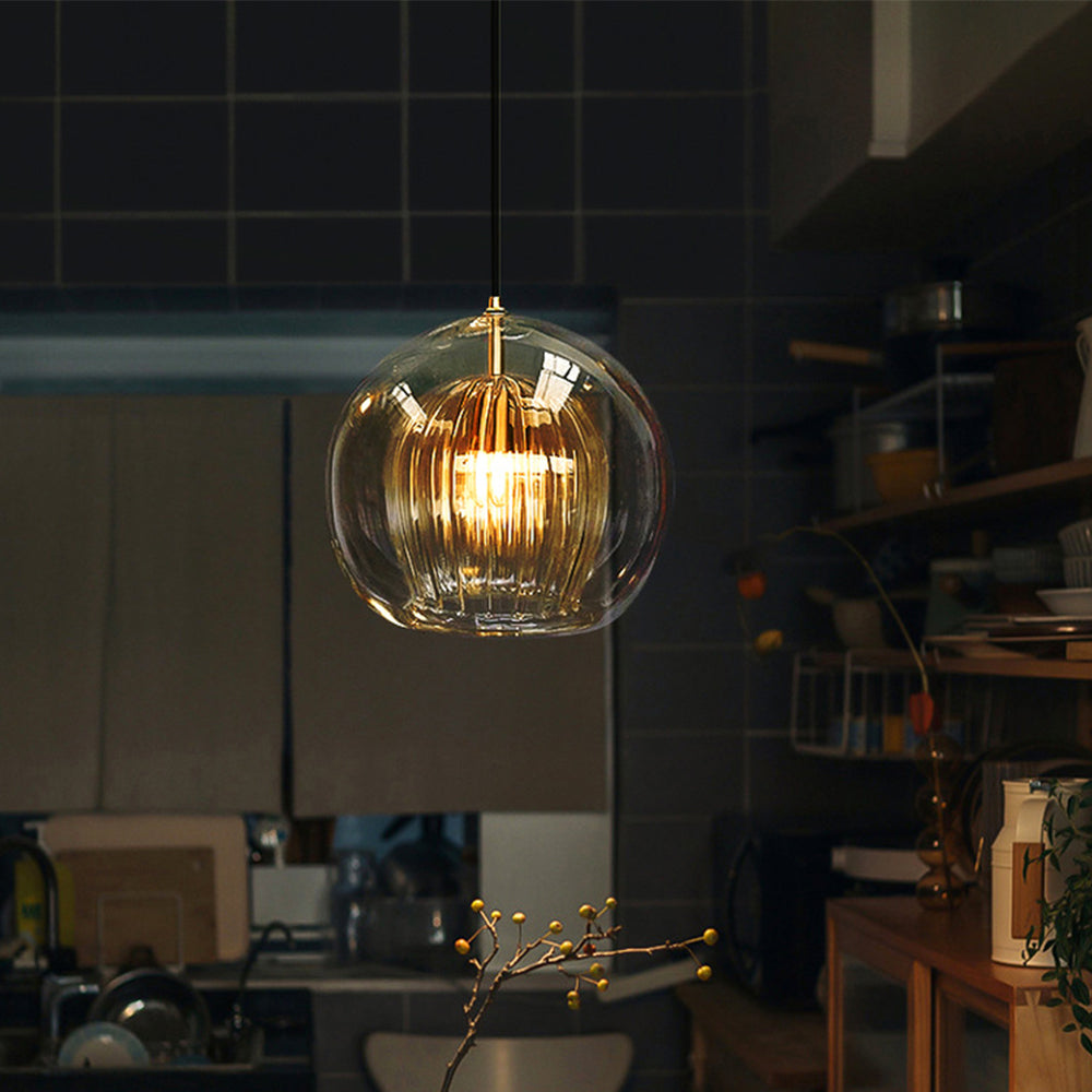 June Glass Globe Pendant Light – Clear or Amber