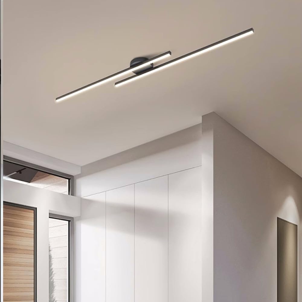 Modern Linear LED Semi-Flush Ceiling Light – Slim Strip Fixture