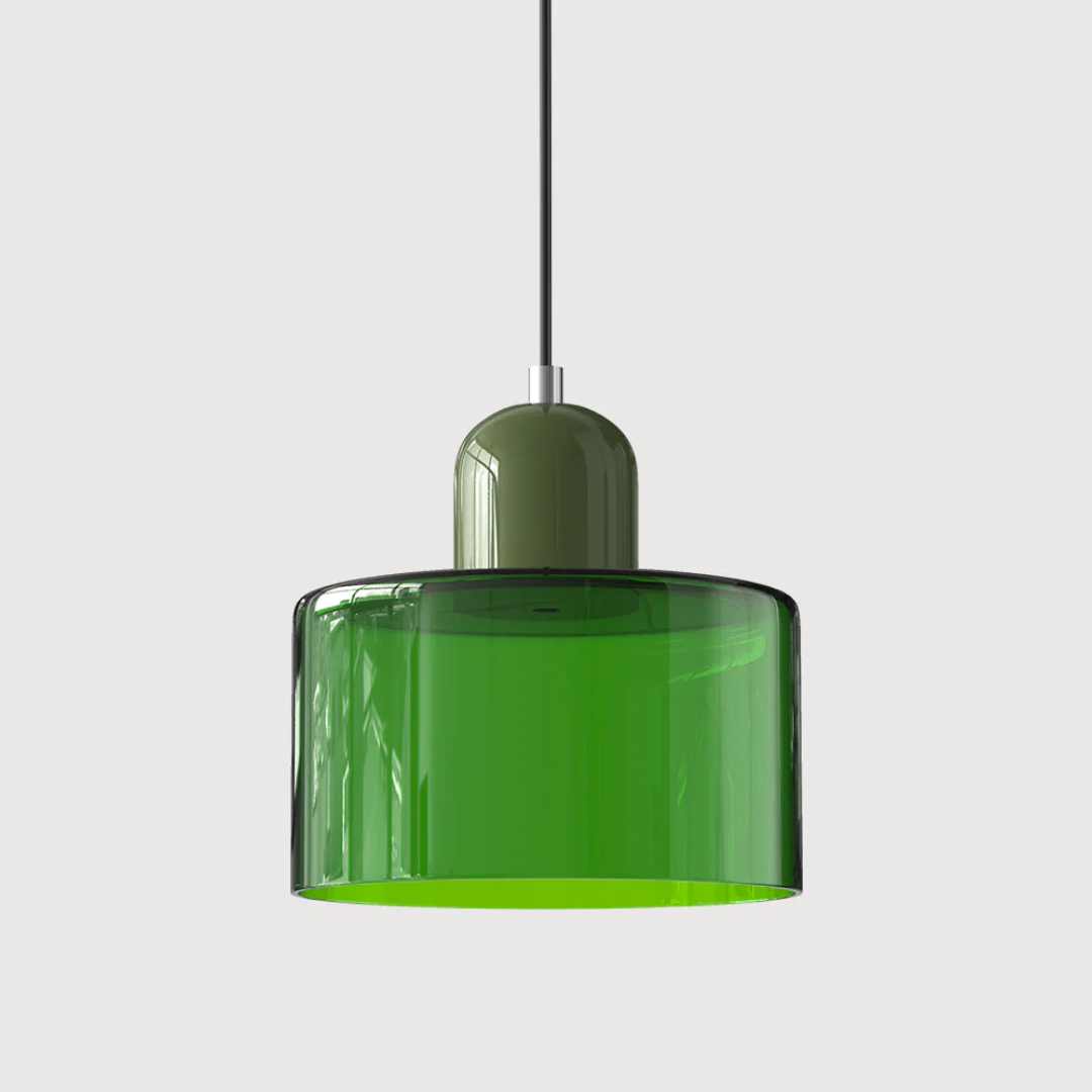 Two-Tone Glass Drum Pendant Light