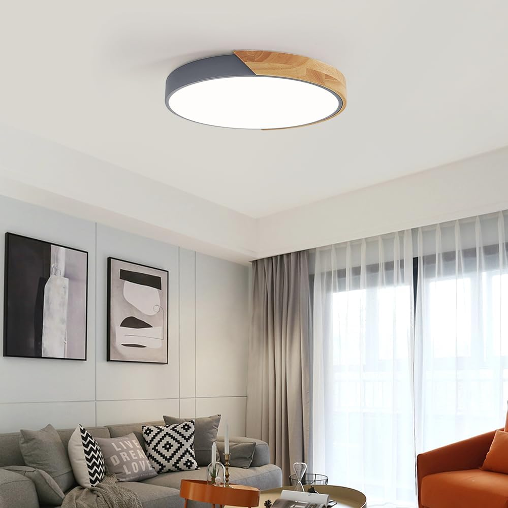 Modern Round LED Flush Ceiling Light – Color Accent Low Profile Fixture