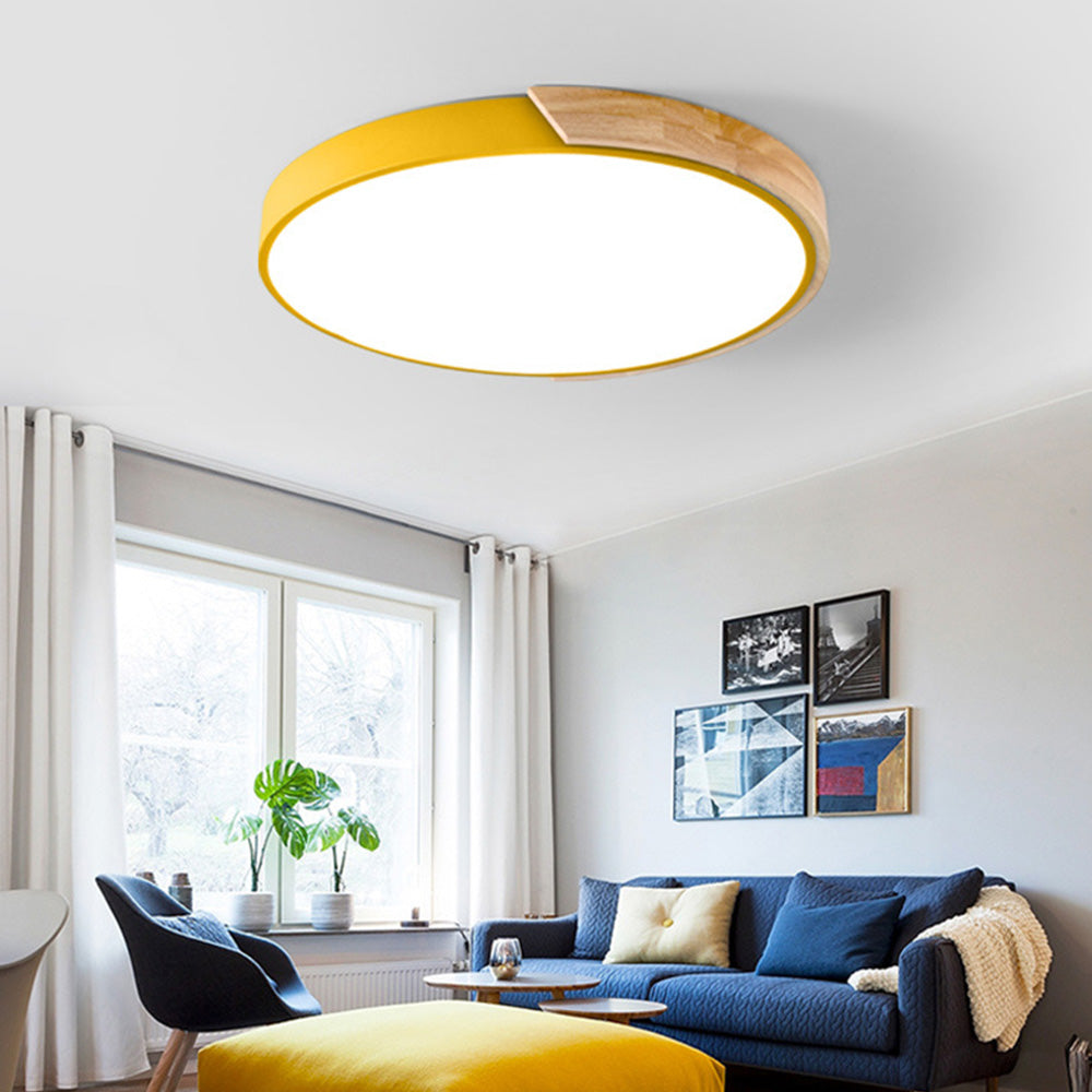 Modern Round LED Flush Ceiling Light – Color Accent Low Profile Fixture