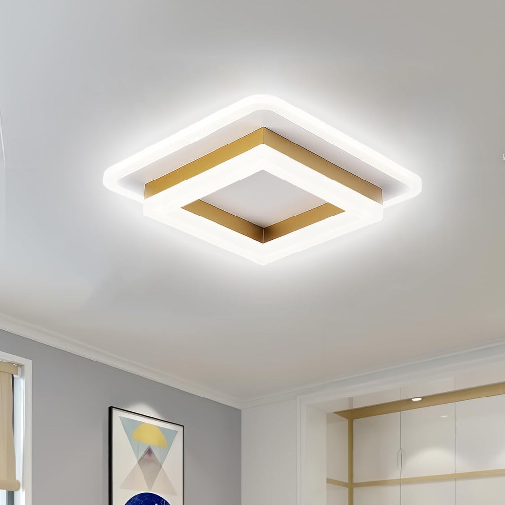Modern Square LED Flush Ceiling Light – 20cm Geometric Low Profile Fixture