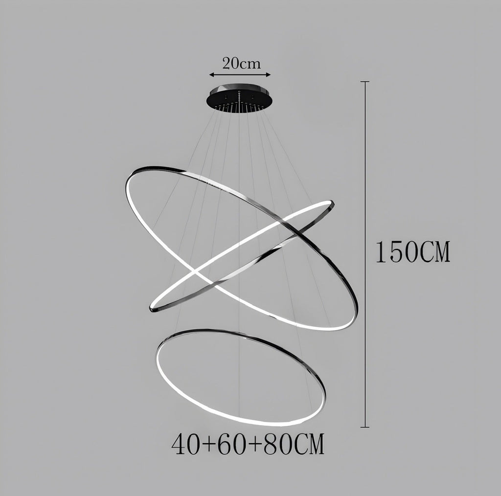 Modern Spiral LED Chandelier – Multi-Ring Luxury Staircase Light (3–8 Rings)