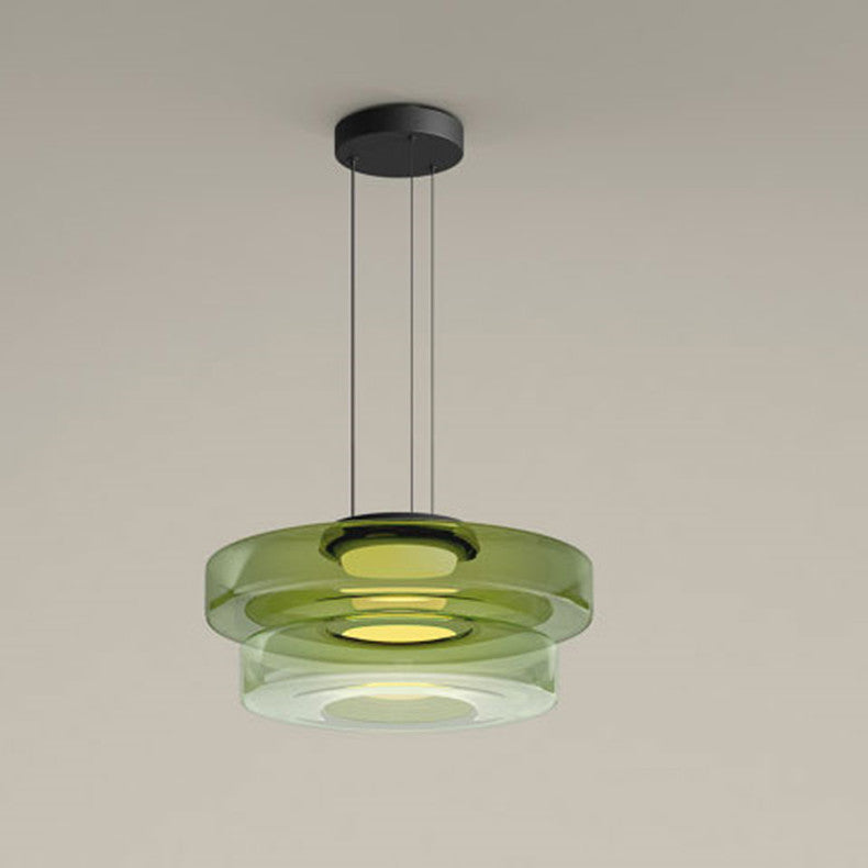 Bauhaus Tiered Glass Disc Pendant Light