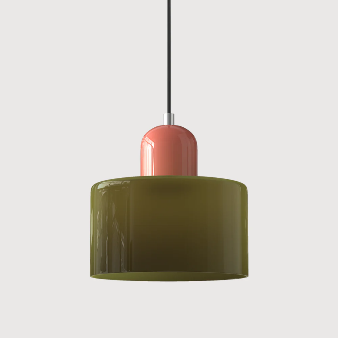 Two-Tone Glass Drum Pendant Light