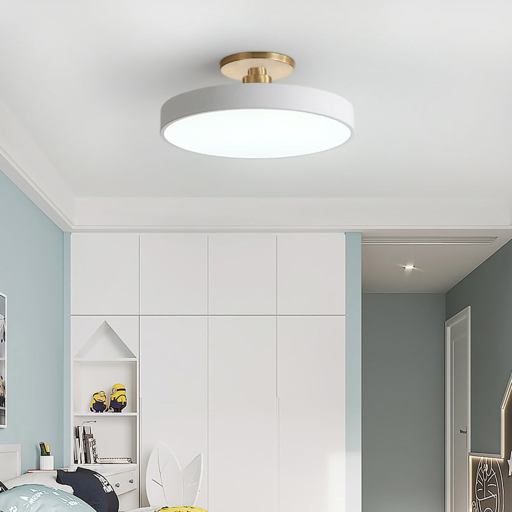Modern Round LED Semi-Flush Ceiling Light – Minimalist Disc Fixture