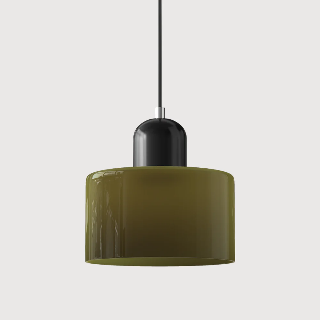 Two-Tone Glass Drum Pendant Light
