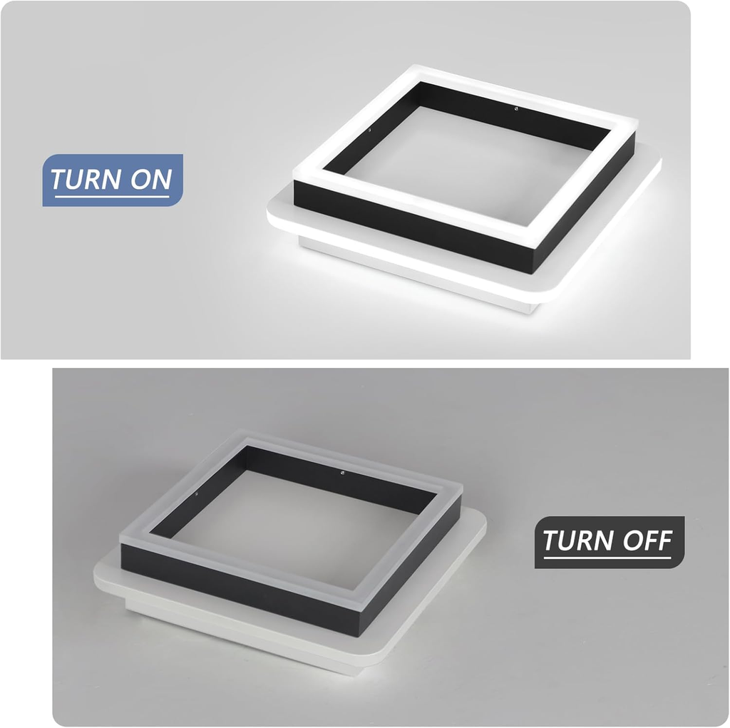 Modern Square LED Flush Ceiling Light – 20cm Geometric Low Profile Fixture