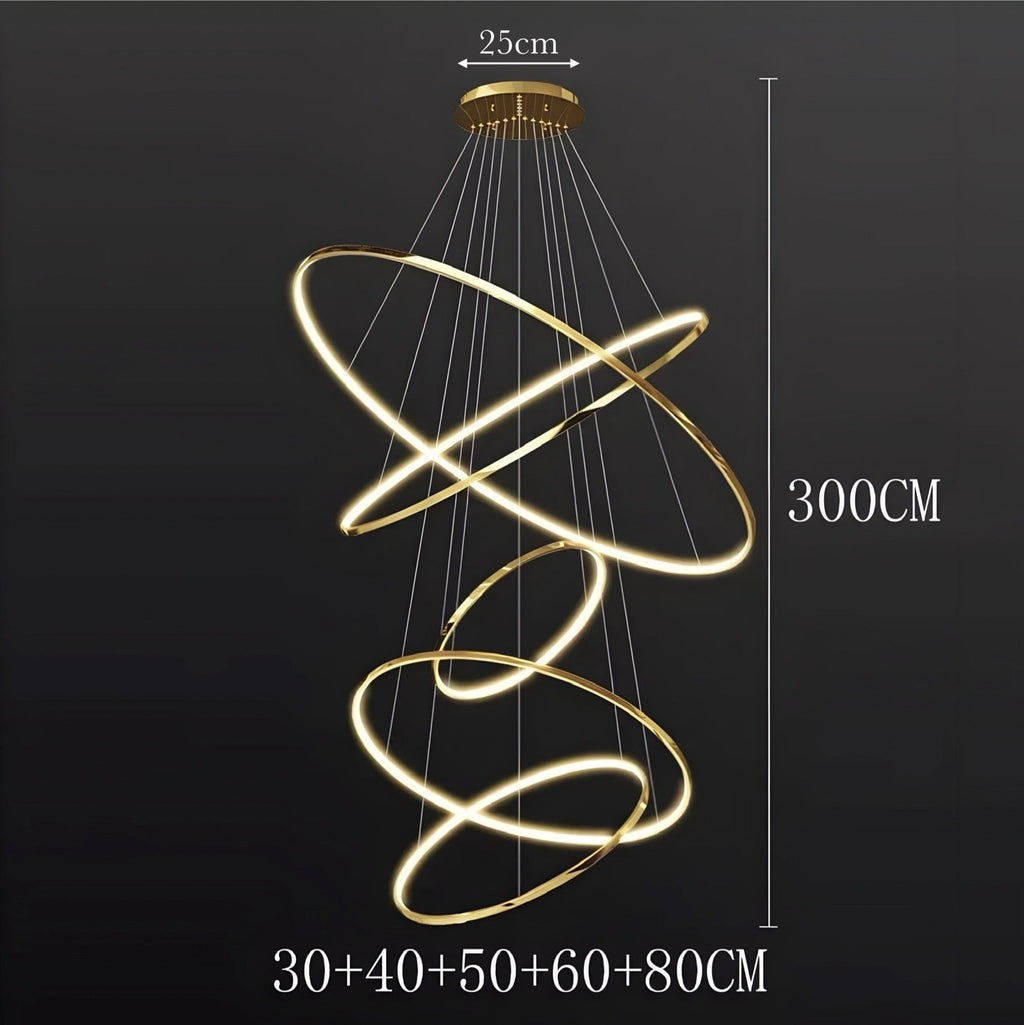 Modern Spiral LED Chandelier – Multi-Ring Luxury Staircase Light (3–8 Rings)