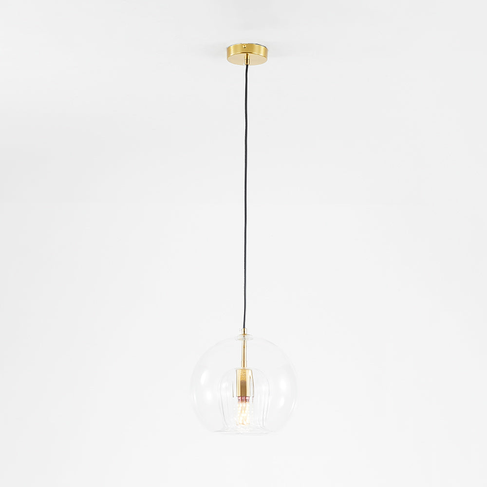 Clear / Amber Glass Globe Pendant Light – Modern Ceiling Fixture