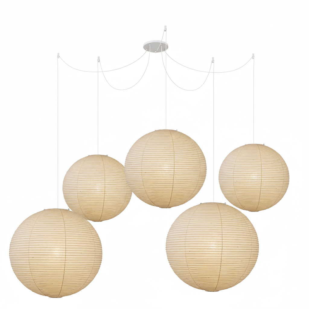 Japanese Paper Globe Pendant Light – Minimalist Rice Paper Ceiling Lamp