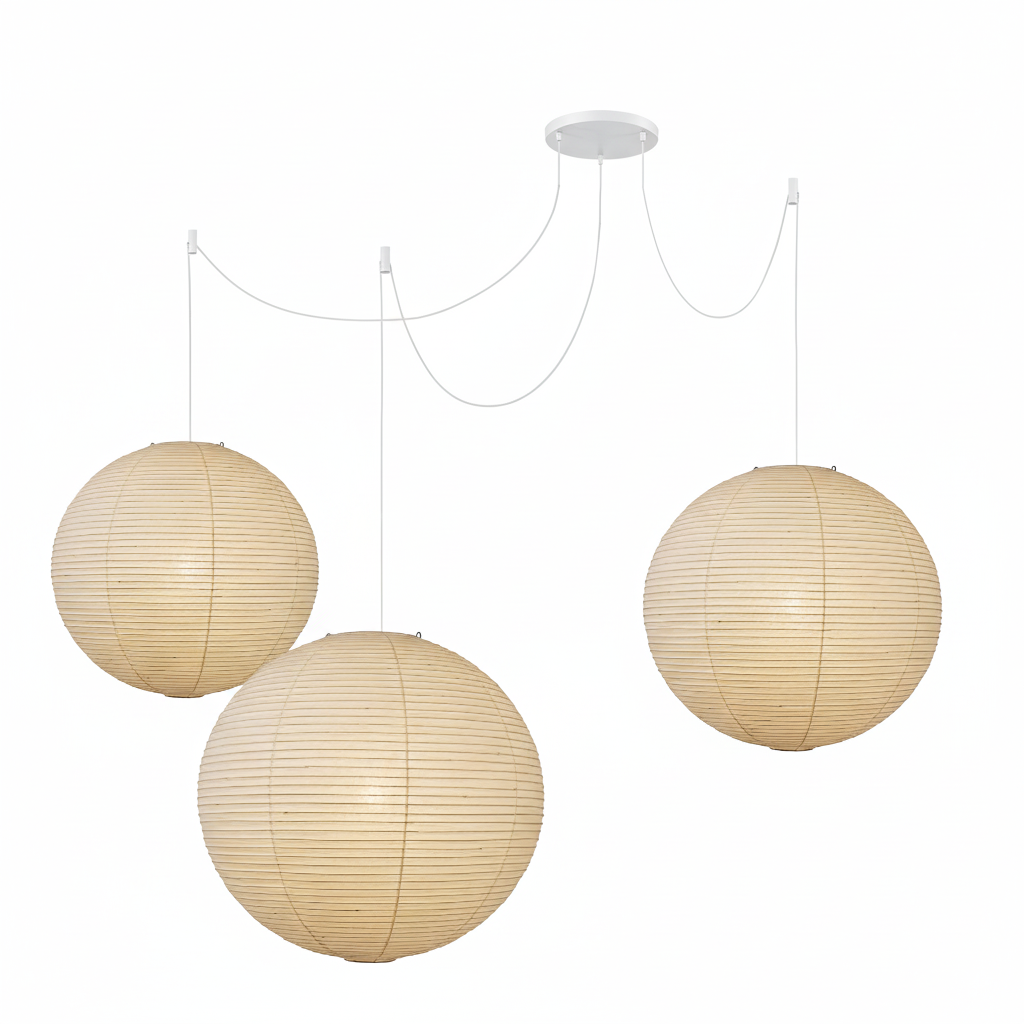 Japanese Paper Globe Pendant Light – Minimalist Rice Paper Ceiling Lamp