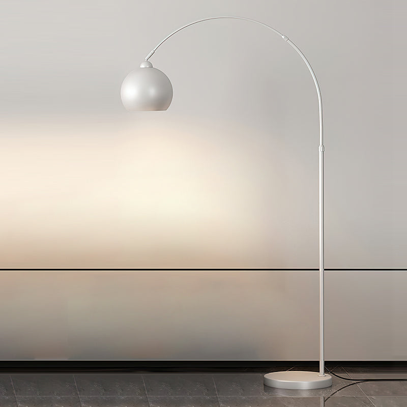 Angler Arc Floor Lamp in Metal with Dome Shade for Modern Interiors