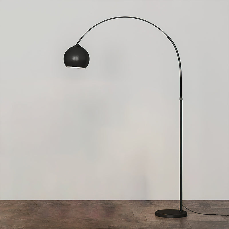 Angler Arc Floor Lamp in Metal with Dome Shade for Modern Interiors