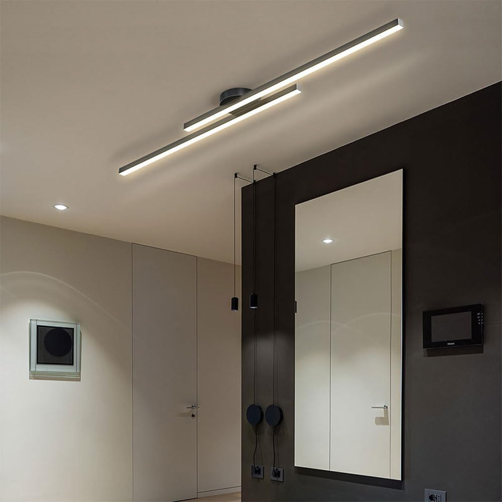 Modern Linear LED Semi-Flush Ceiling Light – Slim Strip Fixture