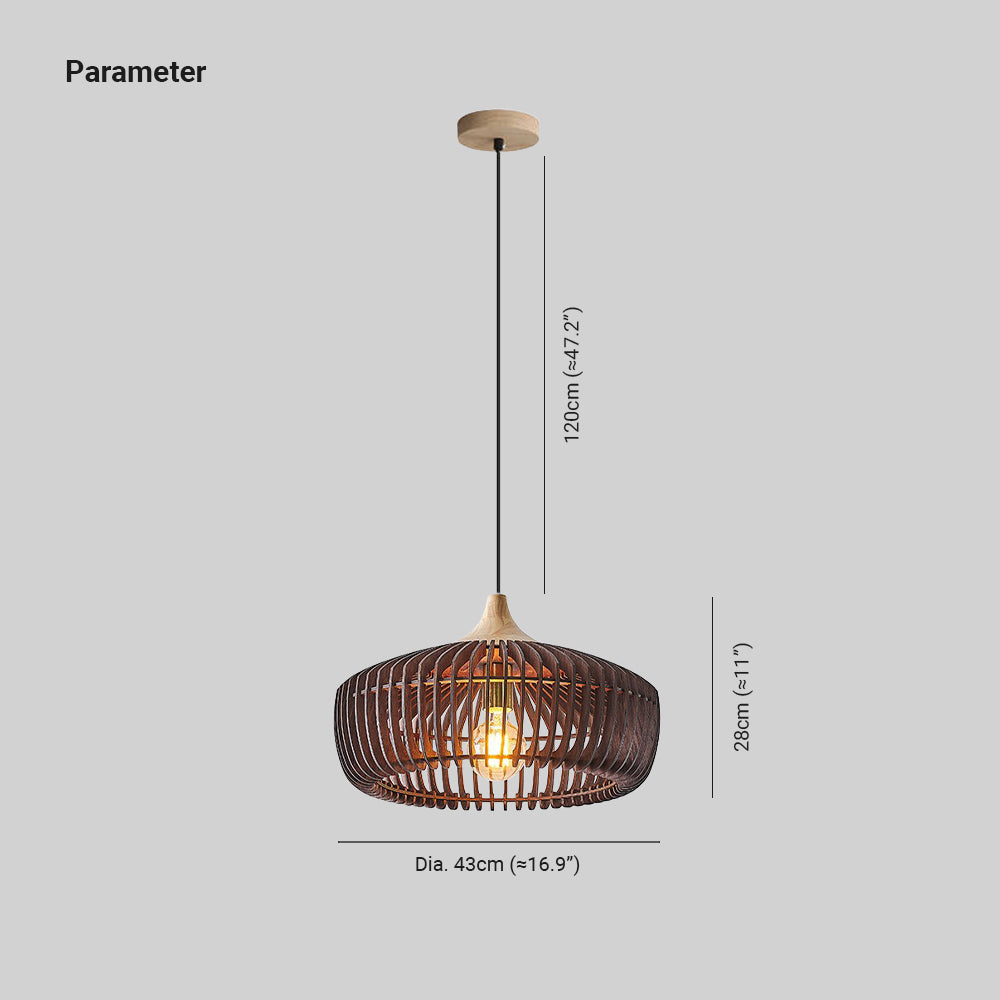 Wood Pendant Light – Nordic Japanese Slatted Design