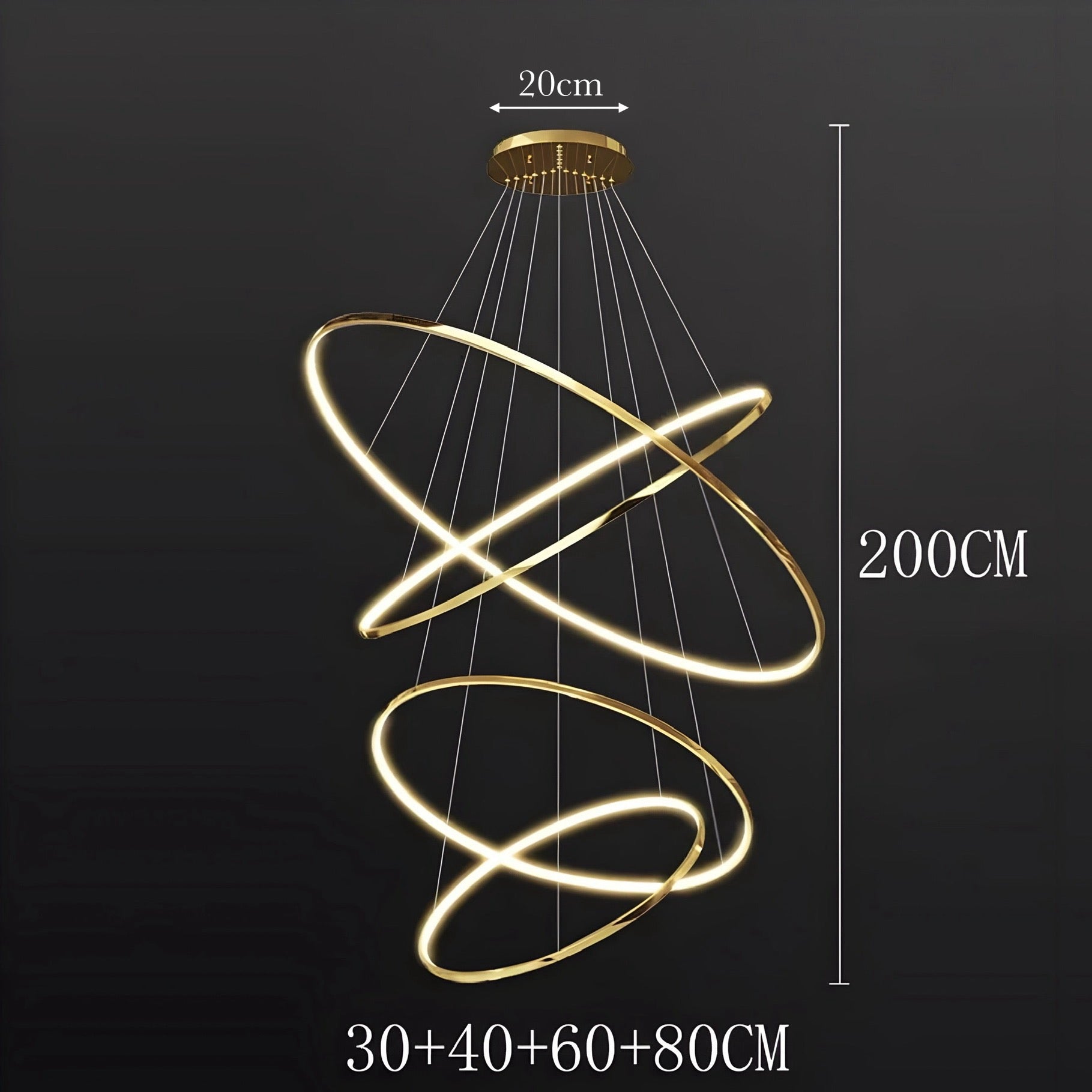 Modern Spiral LED Chandelier – Multi-Ring Luxury Staircase Light (3–8 Rings)