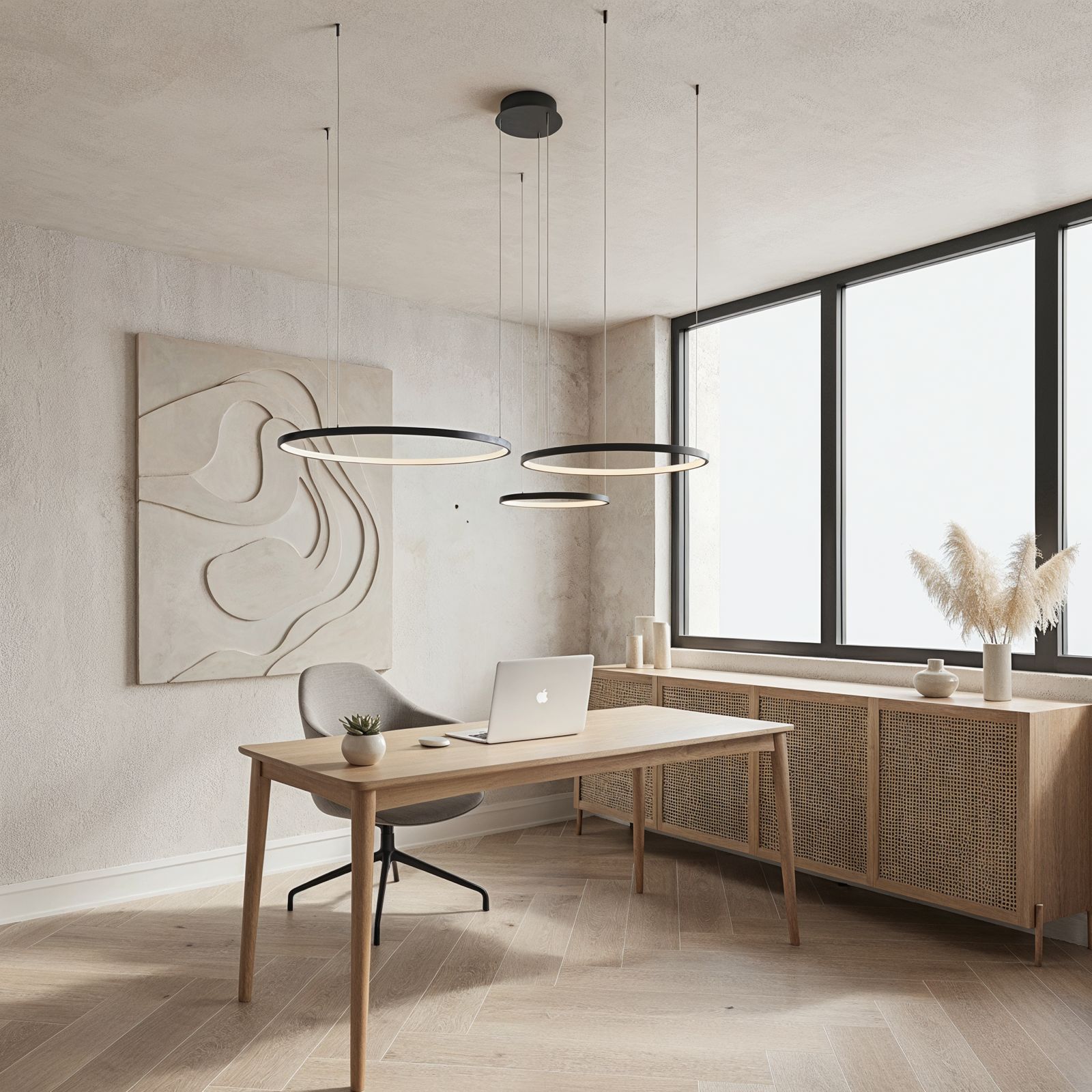 Modern Linear Ring Pendant Light – Slim LED Suspension for Dining Spaces