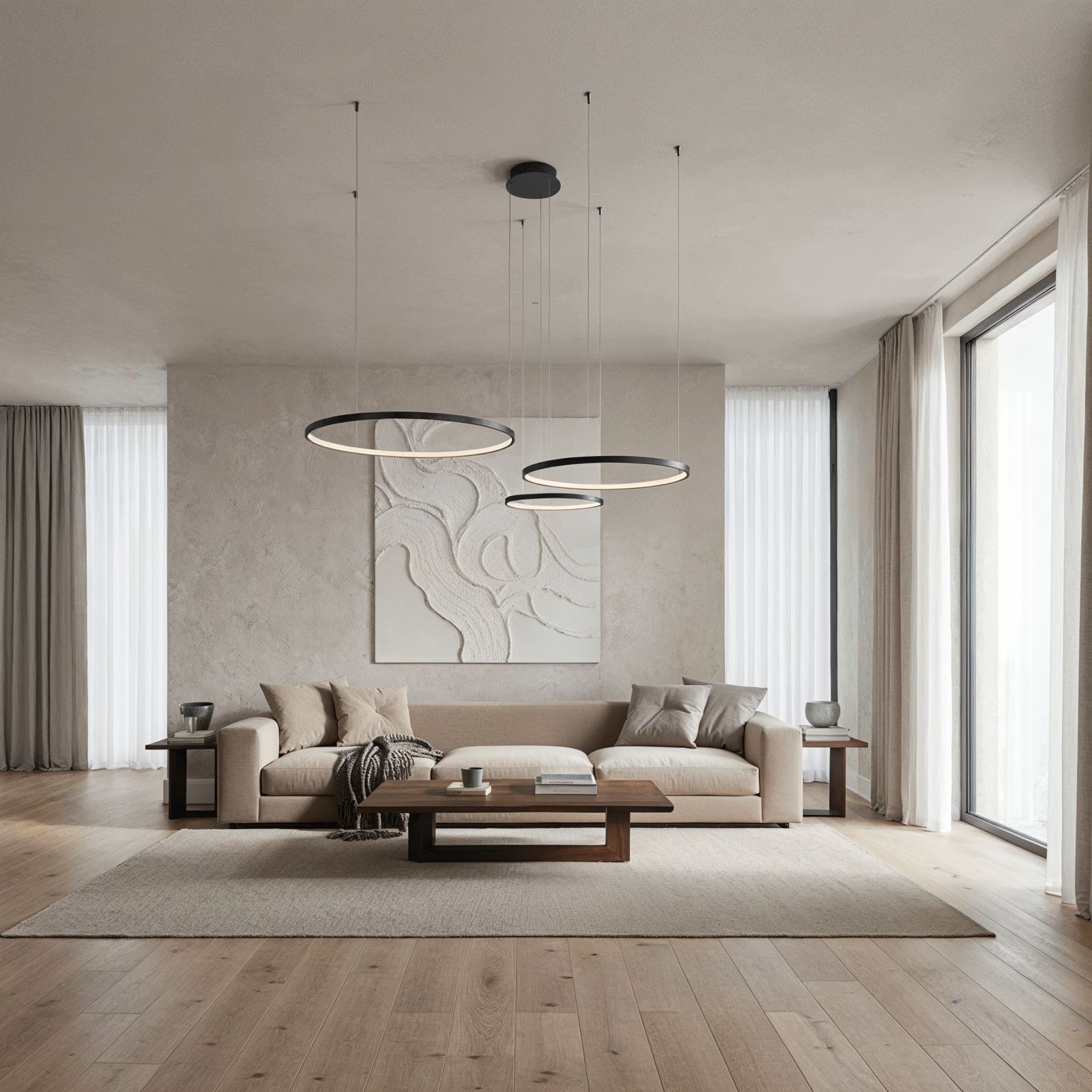 Modern Linear Ring Pendant Light – Slim LED Suspension for Dining Spaces