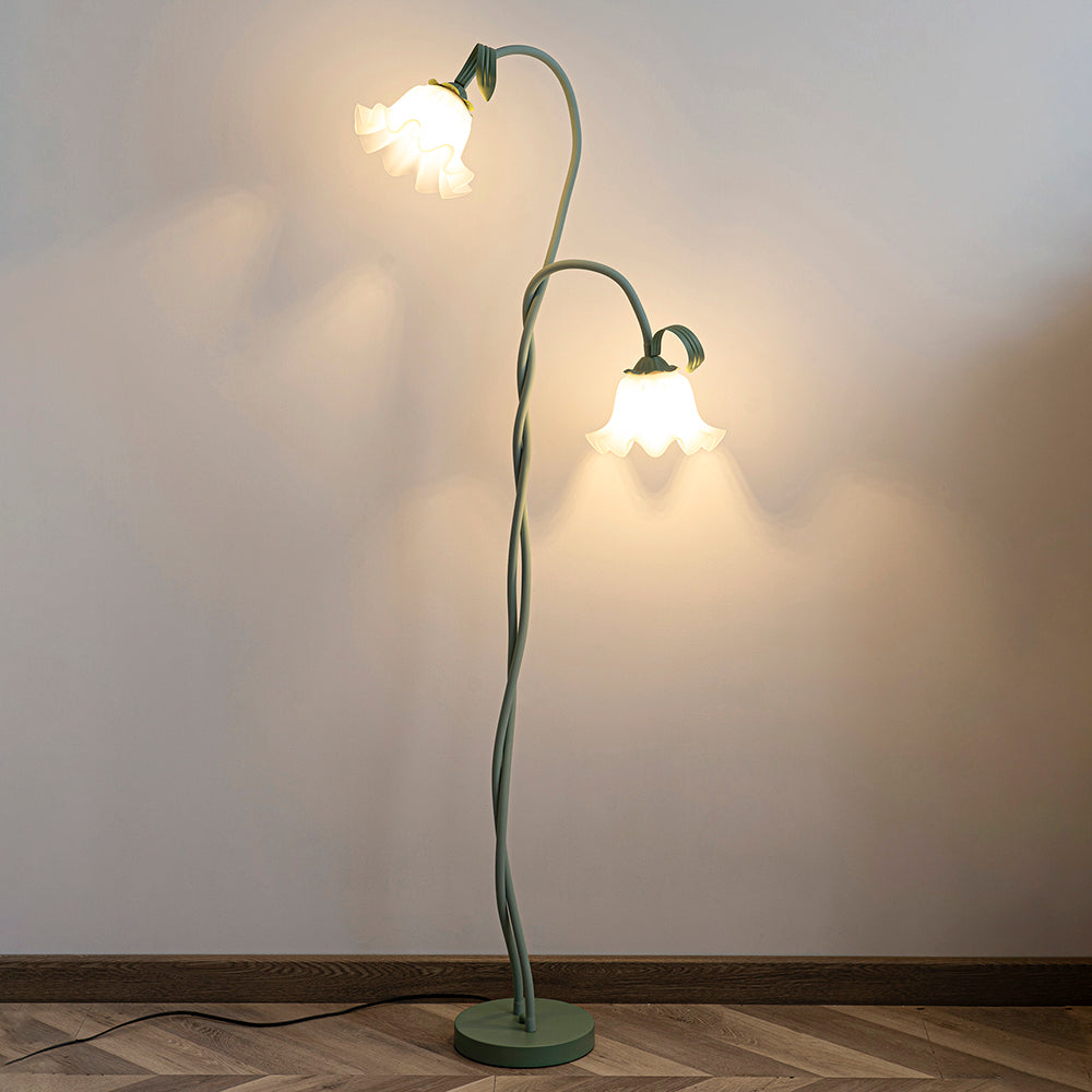 Twisted Stem Floral Floor Lamp