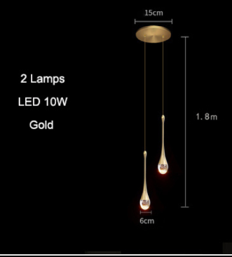 Crystal Water Drop Pendant Light