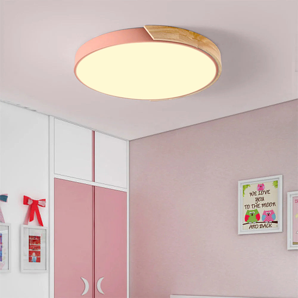 Modern Round LED Flush Ceiling Light – Color Accent Low Profile Fixture