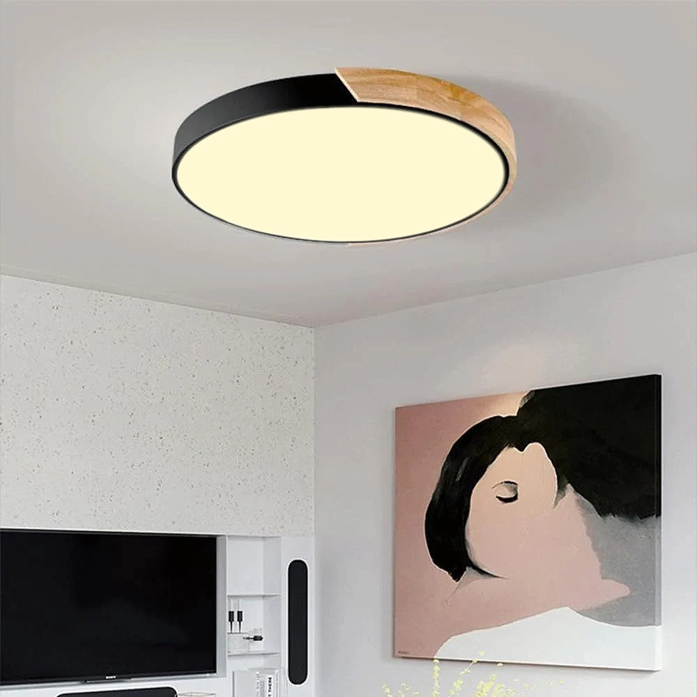 Modern Round LED Flush Ceiling Light – Color Accent Low Profile Fixture
