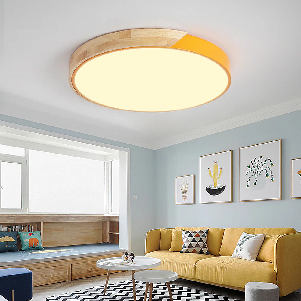 Modern Round LED Flush Ceiling Light – Color Accent Low Profile Fixture