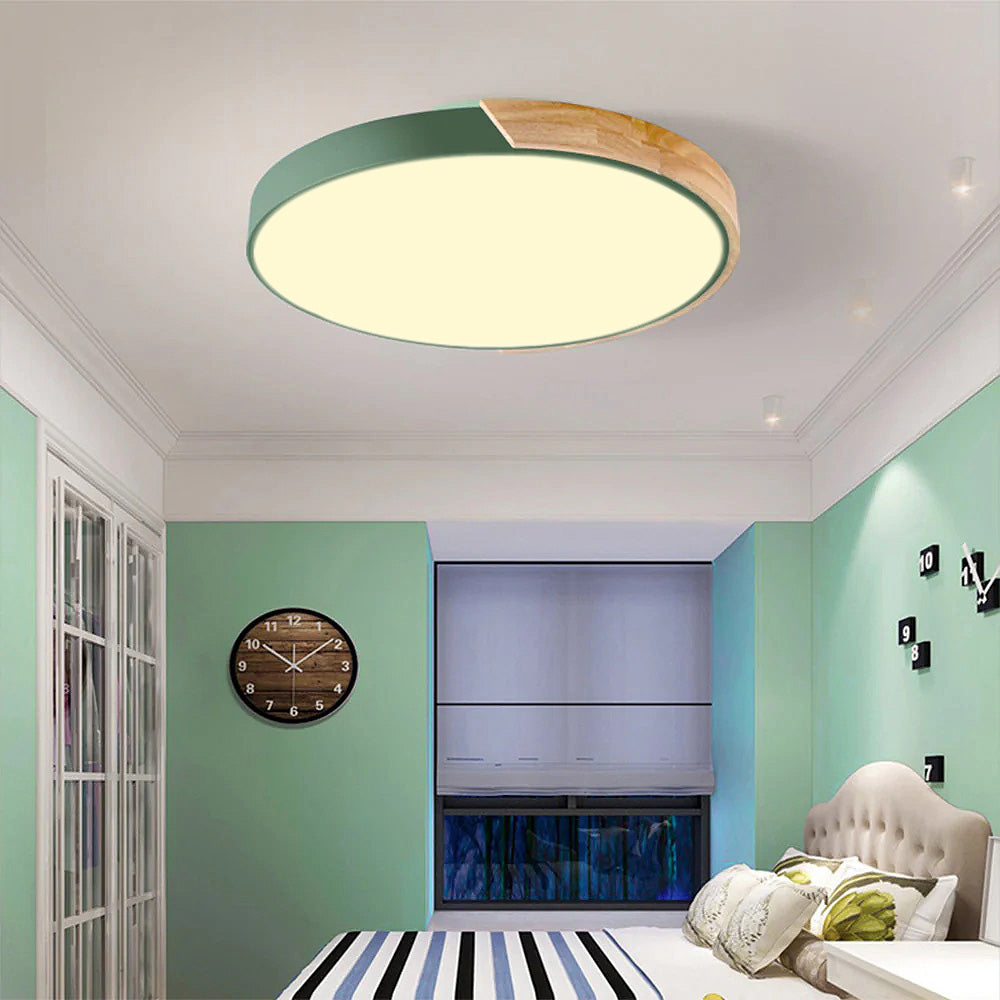 Modern Round LED Flush Ceiling Light – Color Accent Low Profile Fixture
