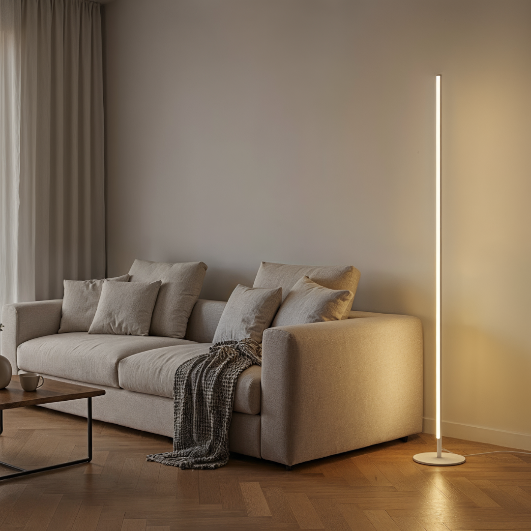 Modern Slim LED Floor Lamp – Minimalist Linear Standing Light for Living Rooms