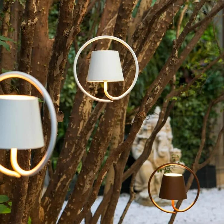 Modern Circular Metal Pendant Light with Rope Suspension for Contemporary Spaces