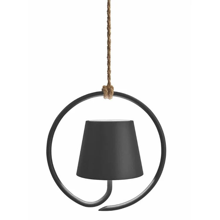 Modern Circular Metal Pendant Light with Rope Suspension for Contemporary Spaces