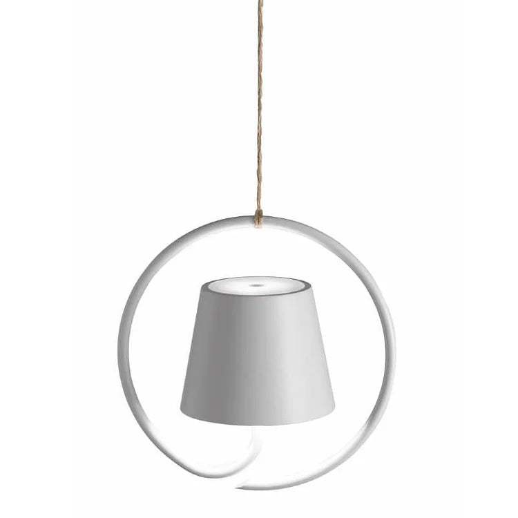 Modern Circular Metal Pendant Light with Rope Suspension for Contemporary Spaces