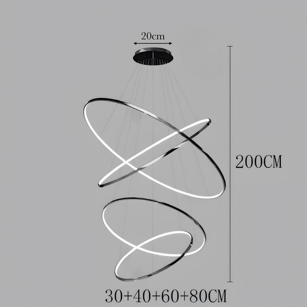 Modern Spiral LED Chandelier – Multi-Ring Luxury Staircase Light (3–8 Rings)