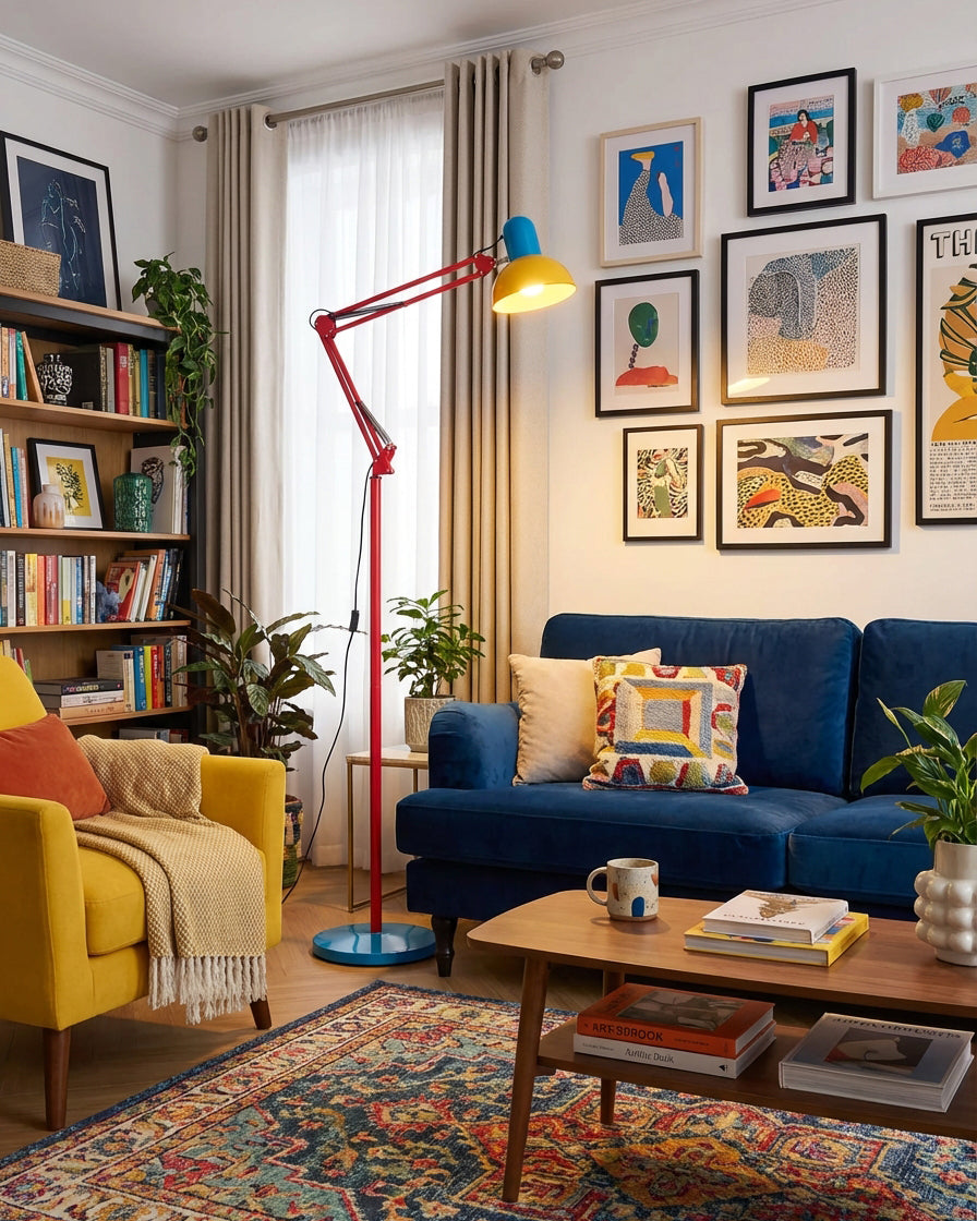 Memphis Adjustable Floor Lamp – Color Block Articulated Standing Light