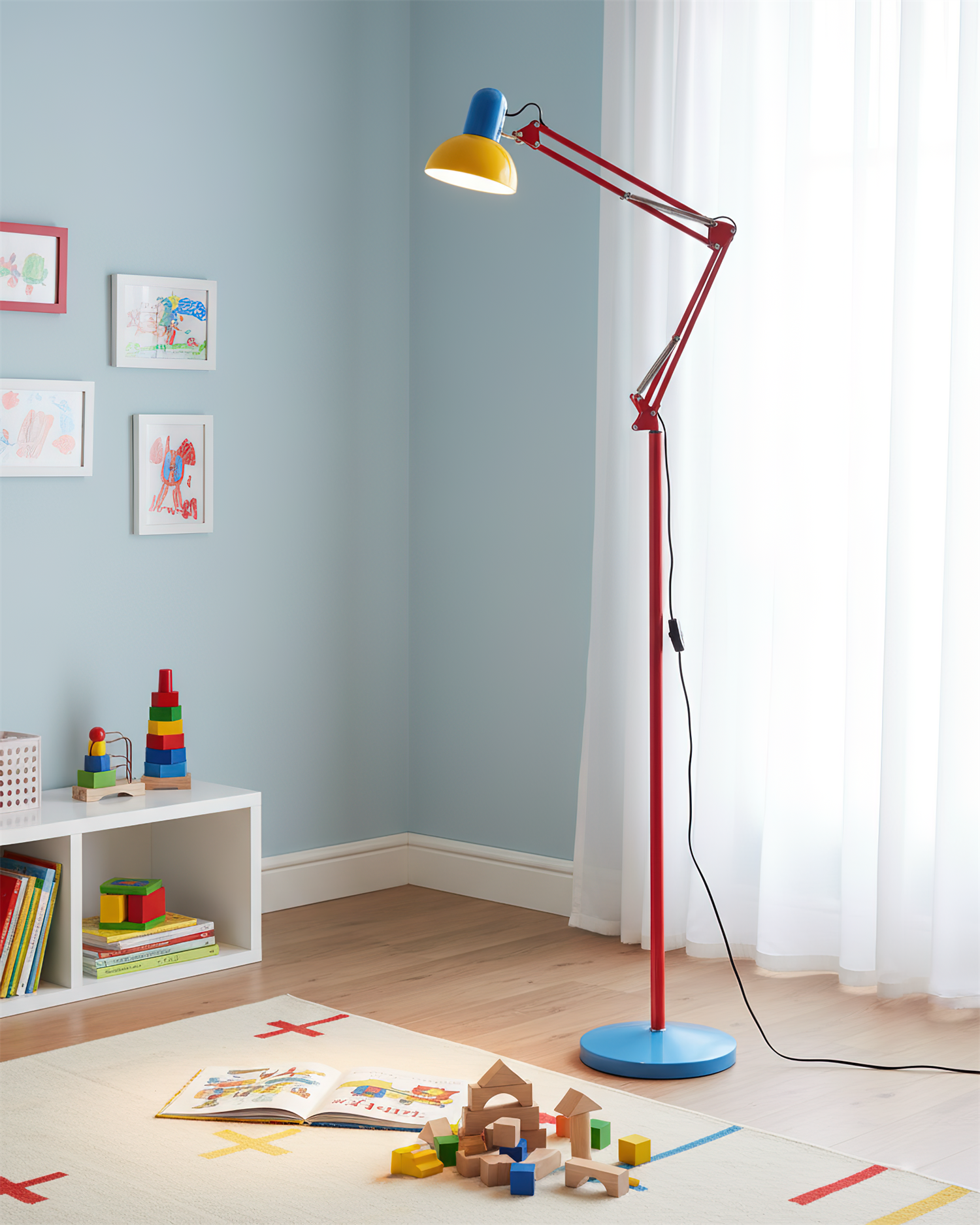 Memphis Adjustable Floor Lamp – Color Block Articulated Standing Light