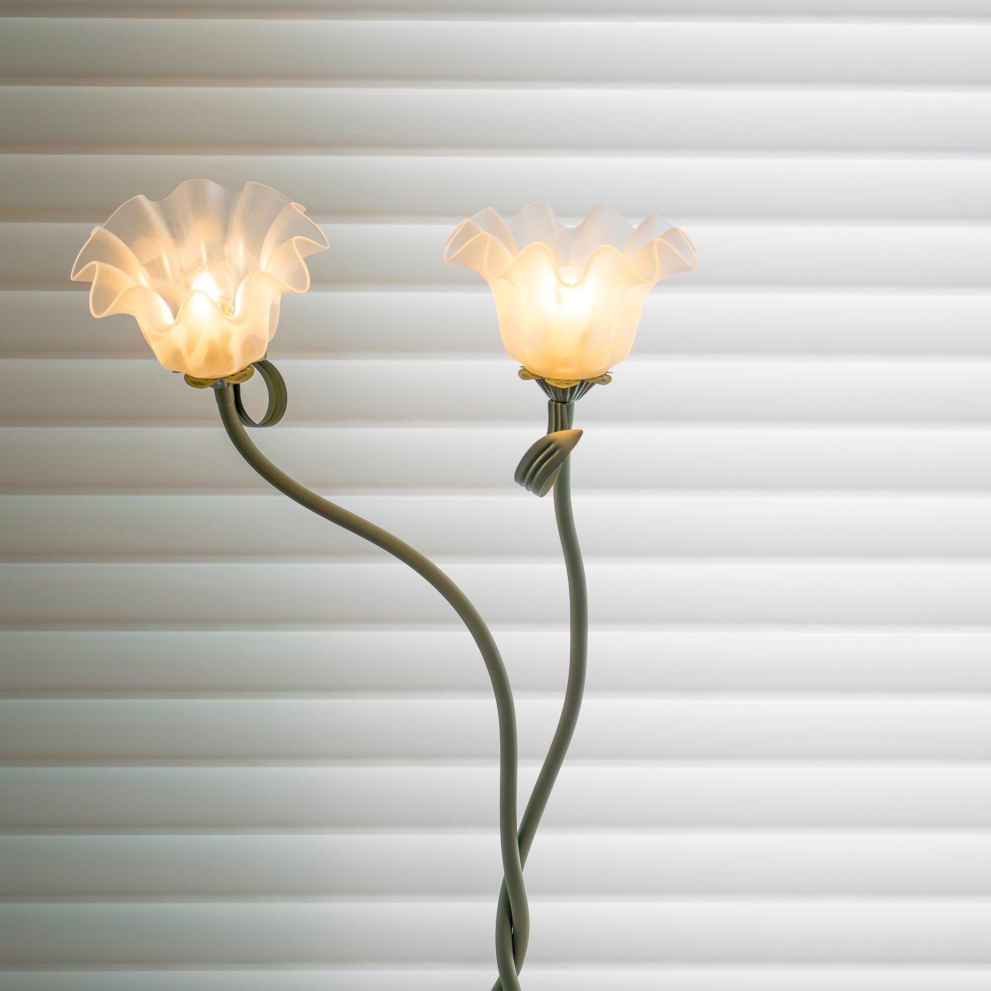Twisted Stem Floral Floor Lamp