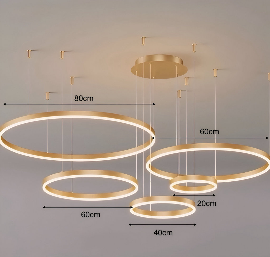 Modern LED Ring Chandelier – Adjustable Multi-Ring Pendant Light