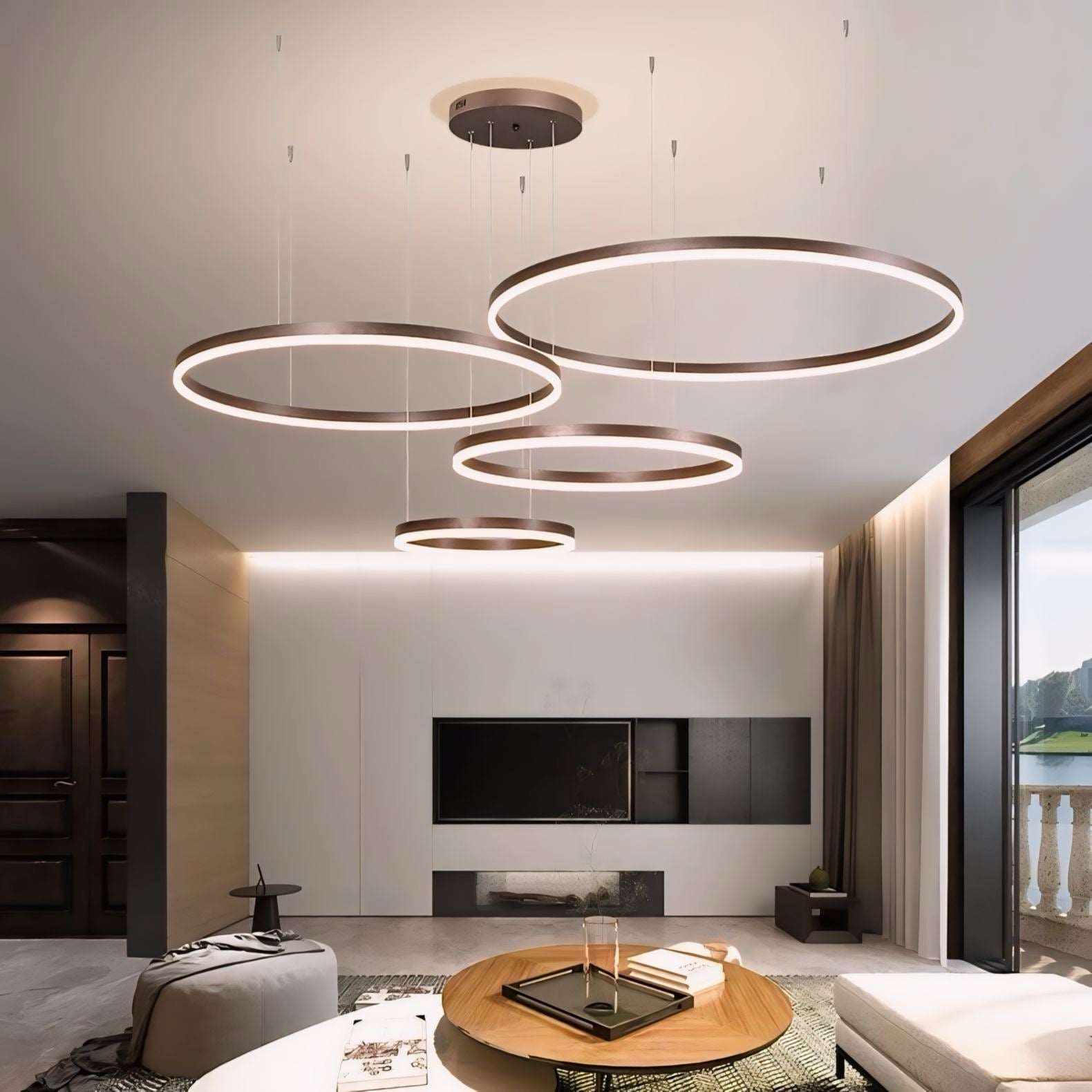 Modern LED Ring Chandelier – Adjustable Multi-Ring Pendant Light