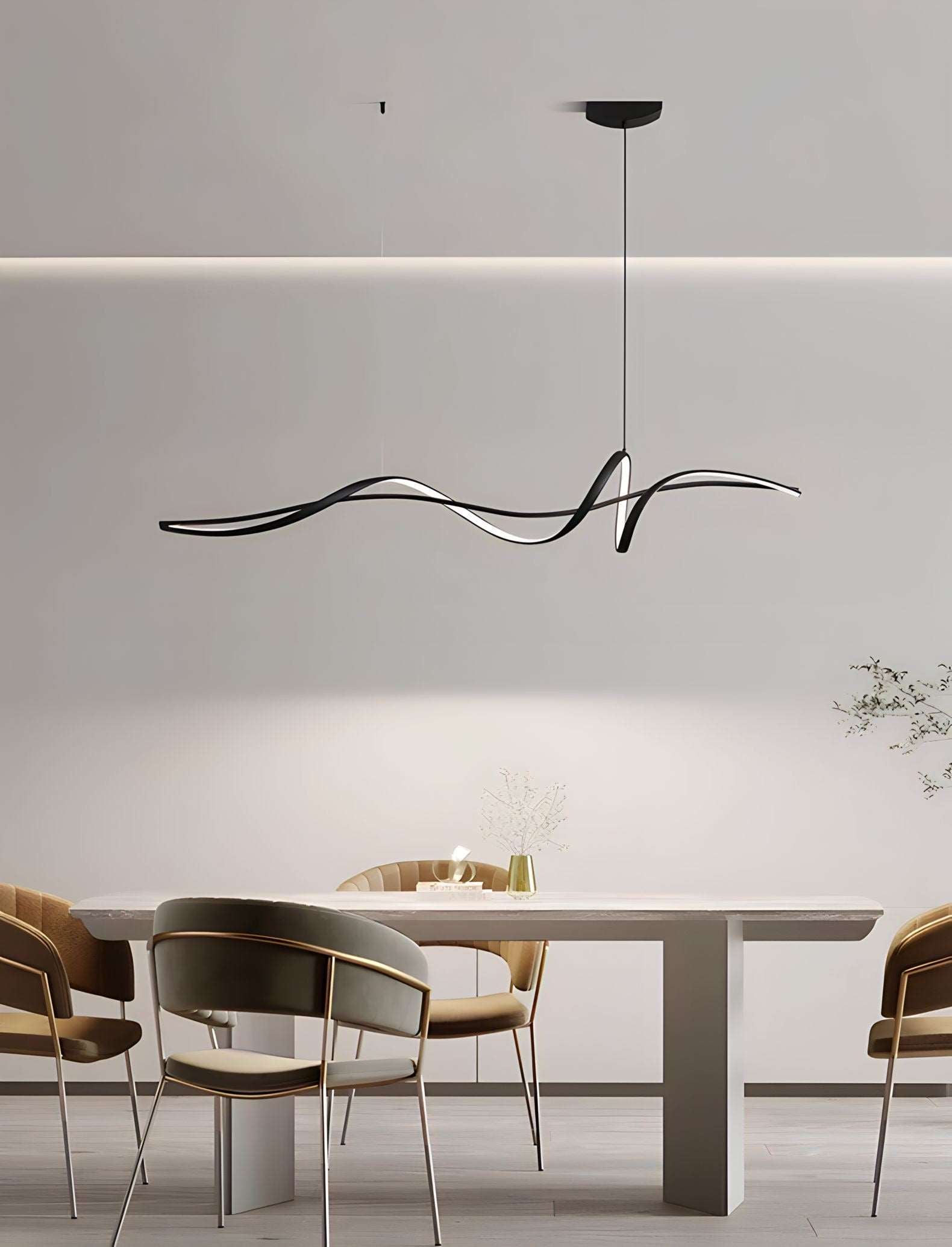 Modern Wave LED Linear Chandelier – 120 / 140cm Minimalist Pendant