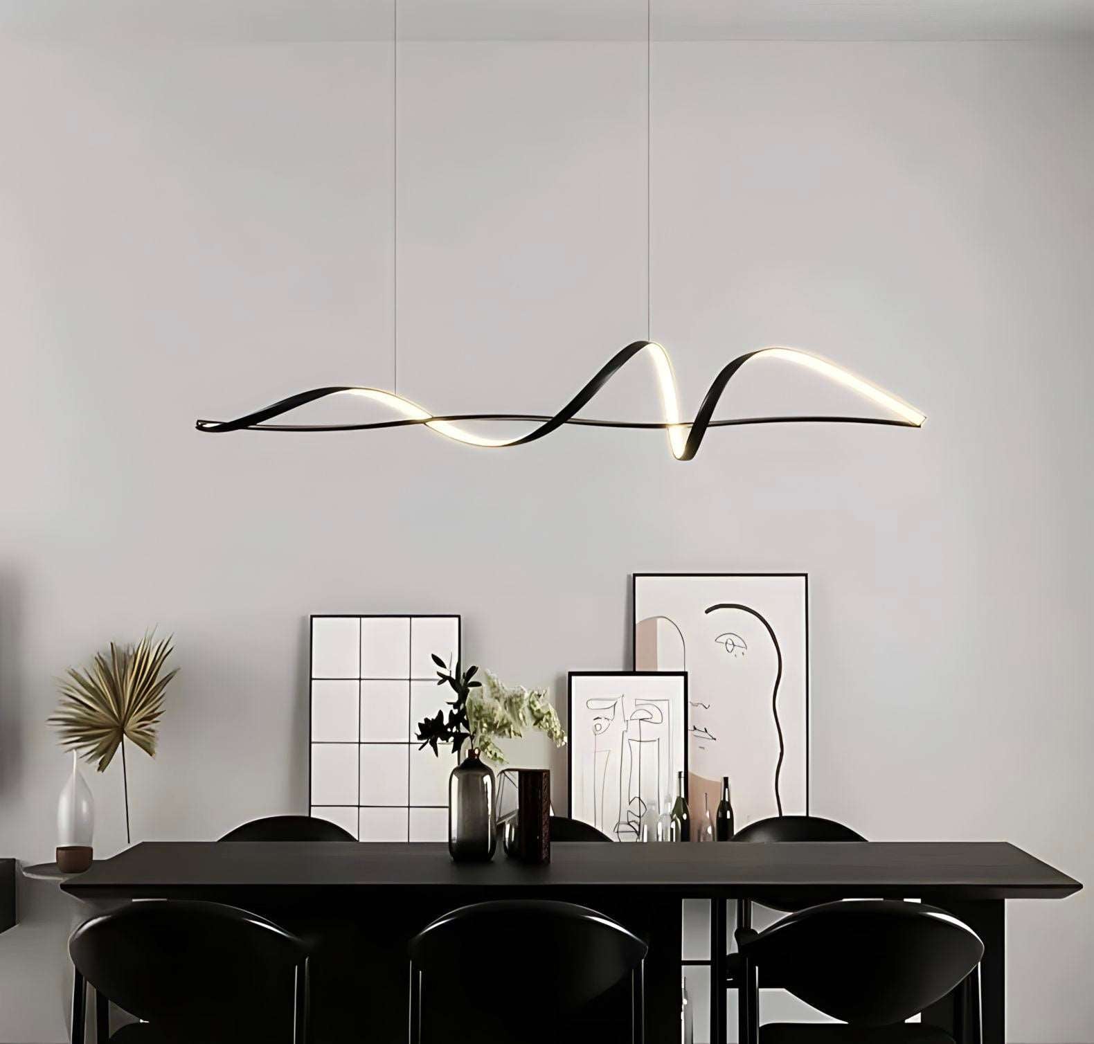 Modern Wave LED Linear Chandelier – 120 / 140cm Minimalist Pendant