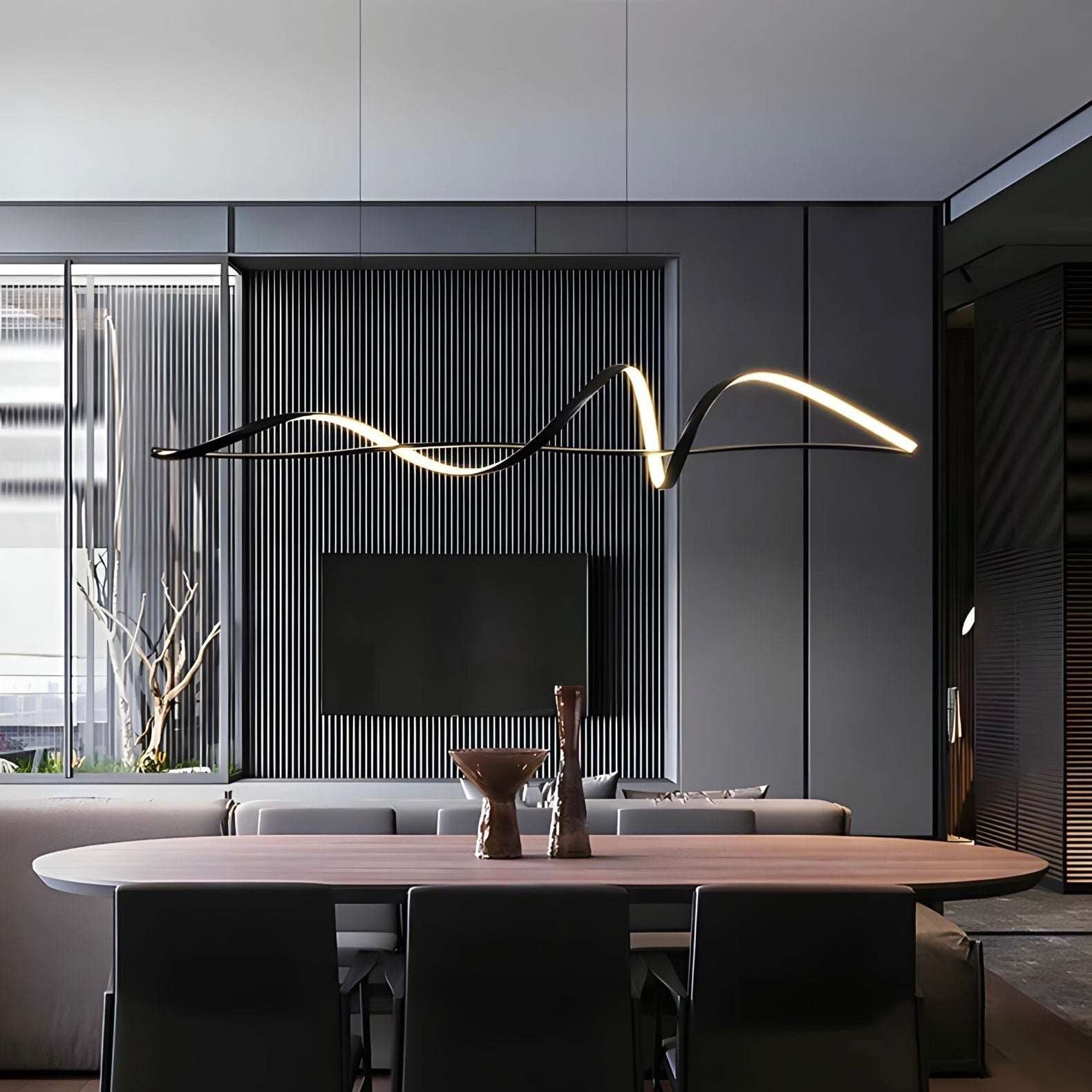 Modern Wave LED Linear Chandelier – 120 / 140cm Minimalist Pendant