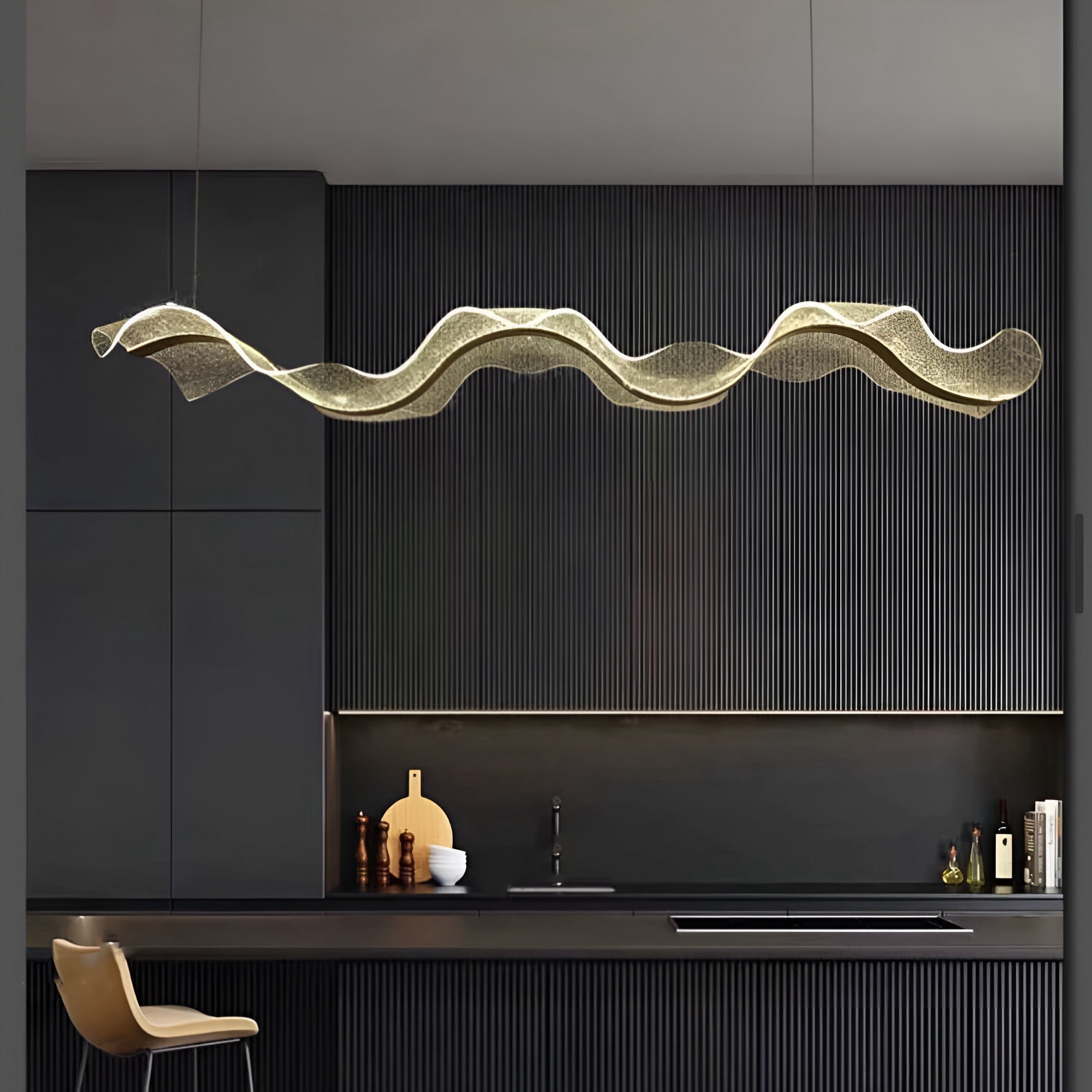 Modern Wave LED Linear Chandelier – 100 / 120 / 150cm Sculptural Pendant