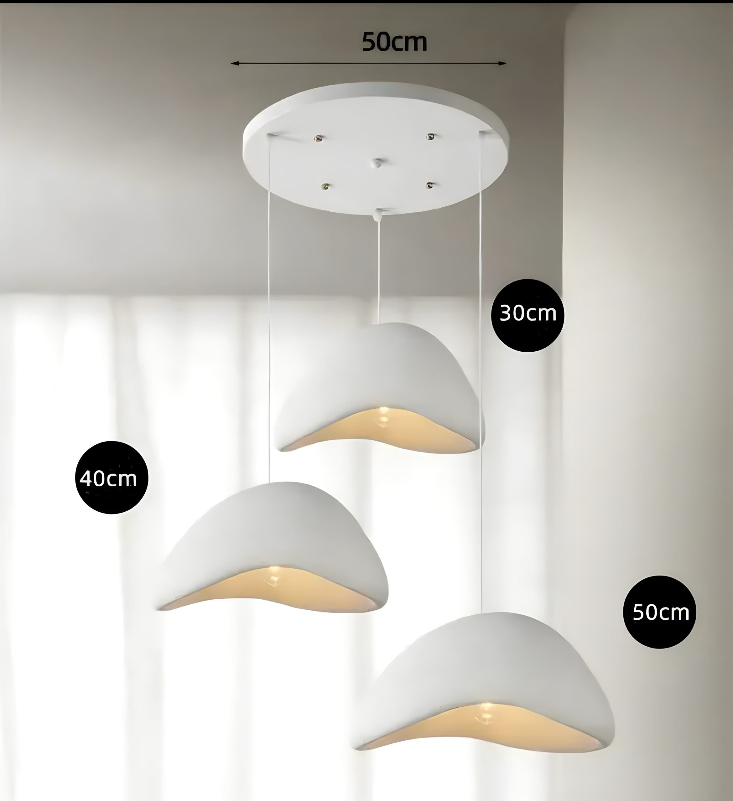 Wabi-Sabi Dome Pendant Light – Textured Resin Hanging Lamp (30–80cm)