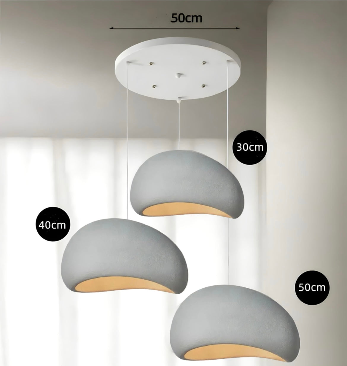 Wabi-Sabi Dome Pendant Light – Textured Resin Hanging Lamp (30–80cm)