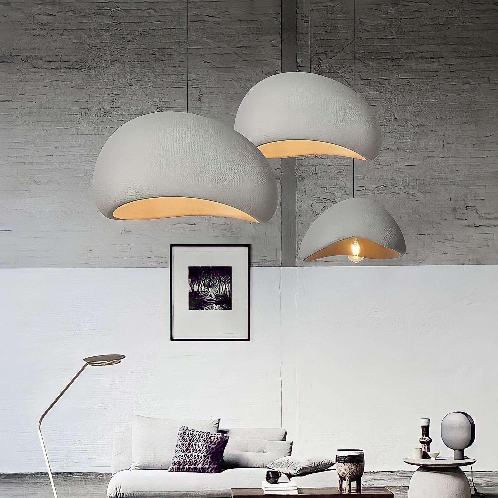 Wabi-Sabi Dome Pendant Light – Textured Resin Hanging Lamp (30–80cm)