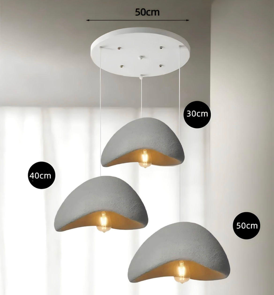 Wabi-Sabi Dome Pendant Light – Textured Resin Hanging Lamp (30–80cm)